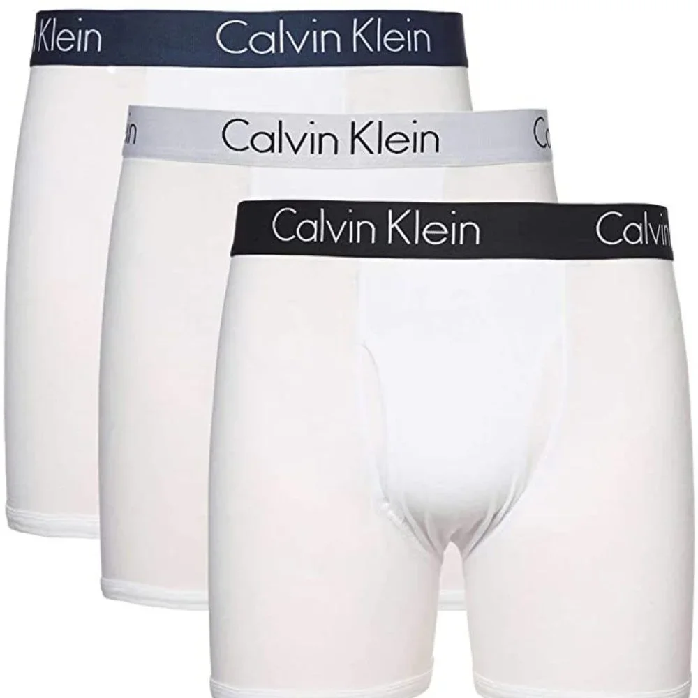CALVIN KLEIN 3 Pack White Cotton Stretch Boxer Briefs